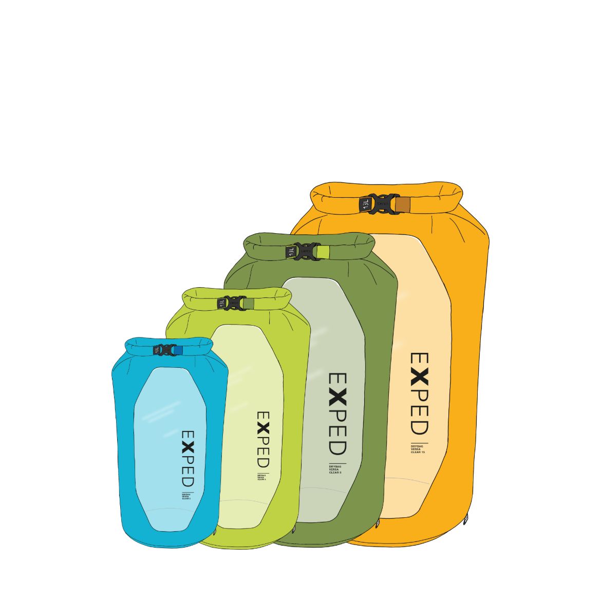 Bilde av Exped Drybag Versa Clear 3 Cyan